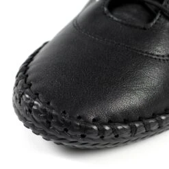 LUNAR St. Ives Black Sole Leather Plimsoll -Chic Ladies Shoes Store st ives black sole leather plimsoll p5924 355148 image