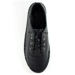 LUNAR St. Ives Black Sole Leather Plimsoll -Chic Ladies Shoes Store st ives black sole leather plimsoll p5924 355154 image