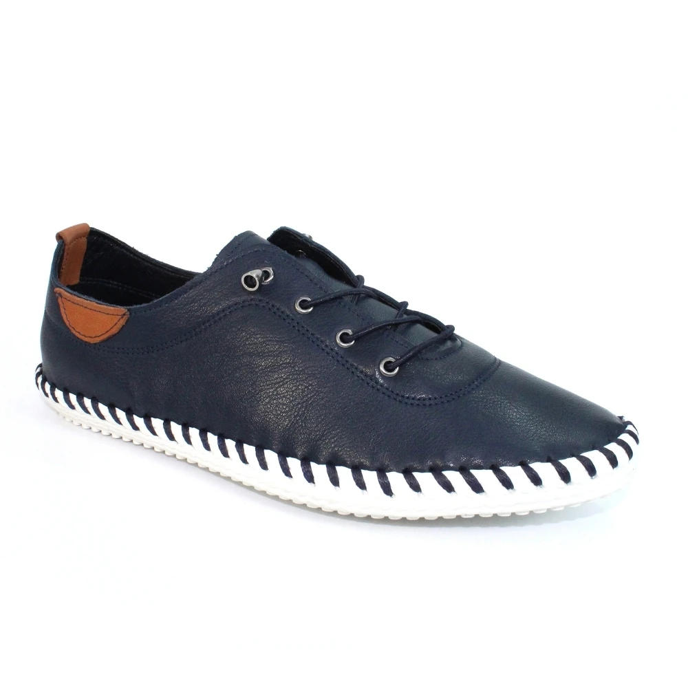 LUNAR St. Ives Blue Leather Plimsoll 5 LUNAR St. Ives Blue Leather Plimsoll - Image 3