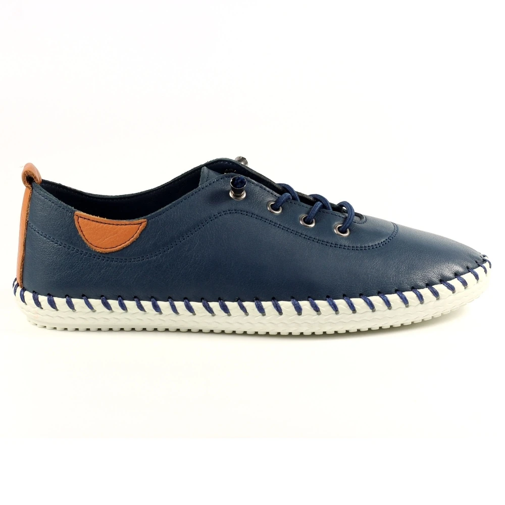 LUNAR St. Ives Blue Leather Plimsoll 3 LUNAR St. Ives Blue Leather Plimsoll