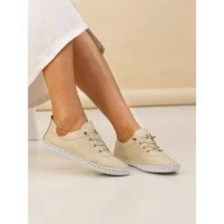 LUNAR St. Ives Cream Leather Plimsoll -Chic Ladies Shoes Store st ives cream leather plimsoll p7205 412817 image