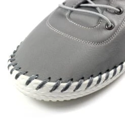 LUNAR St. Ives Grey Leather Plimsoll -Chic Ladies Shoes Store st ives grey leather plimsoll p5906 354476 image