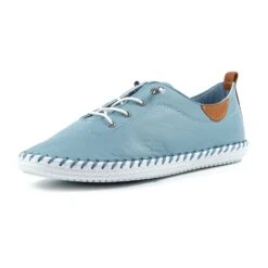 LUNAR St. Ives Light Blue Leather Plimsoll -Chic Ladies Shoes Store st ives light blue leather plimsoll p6288 372383 image