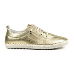 LUNAR St. Ives Metallic Gold Plimsoll
