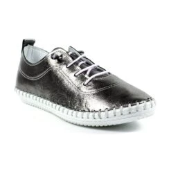 LUNAR St. Ives Metallic Pewter Plimsoll -Chic Ladies Shoes Store st ives metallic pewter plimsoll p6342 373663 image