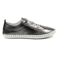 LUNAR St. Ives Metallic Pewter Plimsoll