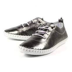 LUNAR St. Ives Metallic Pewter Plimsoll -Chic Ladies Shoes Store st ives metallic pewter plimsoll p6342 373693 image