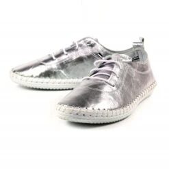 LUNAR St. Ives Metallic Silver Plimsoll -Chic Ladies Shoes Store st ives metallic silver plimsoll p6341 373645 image