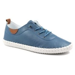 LUNAR St. Ives Mid Blue Leather Plimsoll -Chic Ladies Shoes Store st ives mid blue leather plimsoll p5925 355172 image