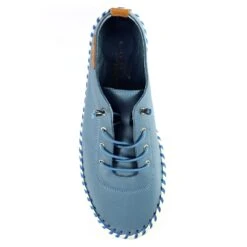 LUNAR St. Ives Mid Blue Leather Plimsoll -Chic Ladies Shoes Store st ives mid blue leather plimsoll p5925 355214 image