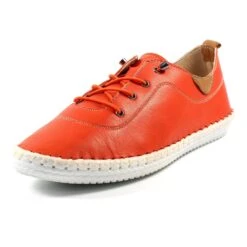 LUNAR St. Ives Orange Leather Plimsoll -Chic Ladies Shoes Store st ives orange leather plimsoll p5922 355082 image