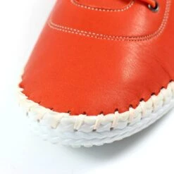 LUNAR St. Ives Orange Leather Plimsoll -Chic Ladies Shoes Store st ives orange leather plimsoll p5922 355106 image