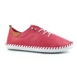 LUNAR St. Ives Raspberry Leather Plimsoll -Chic Ladies Shoes Store st ives raspberry leather plimsoll p5690 372419 image