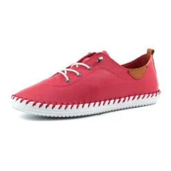 LUNAR St. Ives Raspberry Leather Plimsoll -Chic Ladies Shoes Store st ives raspberry leather plimsoll p5690 372431 image