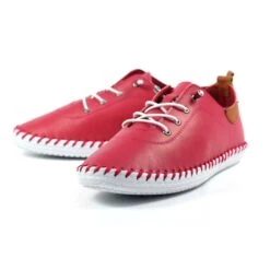 LUNAR St. Ives Raspberry Leather Plimsoll -Chic Ladies Shoes Store st ives raspberry leather plimsoll p5690 372449 image