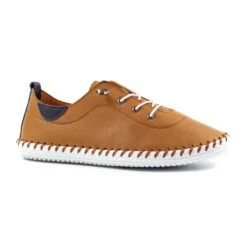 LUNAR St. Ives Tan Leather Plimsoll -Chic Ladies Shoes Store st ives tan leather plimsoll p5692 372467 image