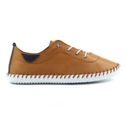 LUNAR St. Ives Tan Leather Plimsoll