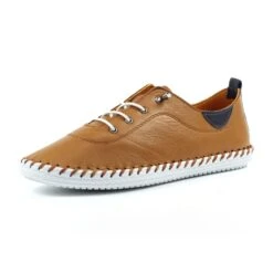 LUNAR St. Ives Tan Leather Plimsoll -Chic Ladies Shoes Store st ives tan leather plimsoll p5692 372479 image