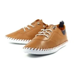 LUNAR St. Ives Tan Leather Plimsoll -Chic Ladies Shoes Store st ives tan leather plimsoll p5692 372497 image