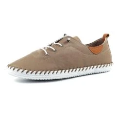LUNAR St. Ives Taupe Leather Plimsoll -Chic Ladies Shoes Store st ives taupe leather plimsoll p6290 372335 image