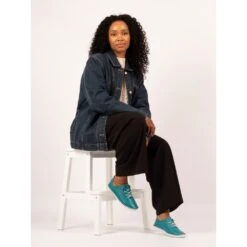 LUNAR St. Ives Teal Leather Plimsoll -Chic Ladies Shoes Store st ives teal leather plimsoll p6289 445817 image