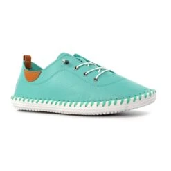 LUNAR St. Ives Turquoise Leather Plimsoll -Chic Ladies Shoes Store st ives turquoise leather plimsoll p7203 412733 image