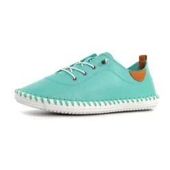 LUNAR St. Ives Turquoise Leather Plimsoll -Chic Ladies Shoes Store st ives turquoise leather plimsoll p7203 412739 image
