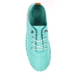 LUNAR St. Ives Turquoise Leather Plimsoll -Chic Ladies Shoes Store st ives turquoise leather plimsoll p7203 412763 image