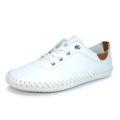 LUNAR St. Ives White Leather Plimsoll -Chic Ladies Shoes Store st ives white leather plimsoll p5918 379933 image