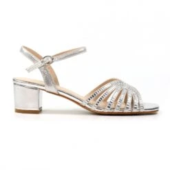 LUNAR Twinkle Silver Block Heel Sandal